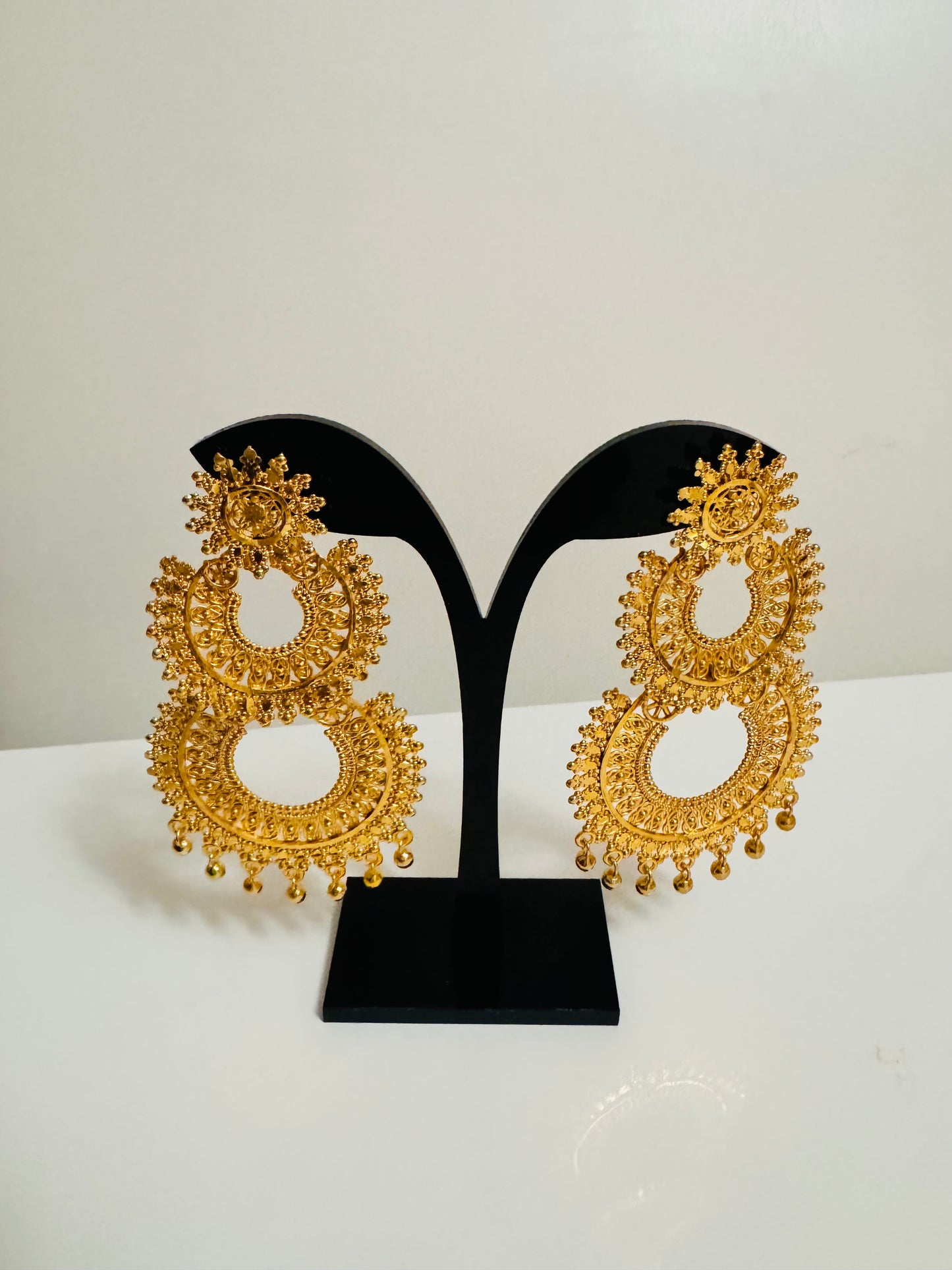 Long gold imitation earring